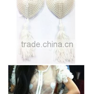 New style breathable sexy White Sequin nipple tassels nipple cover