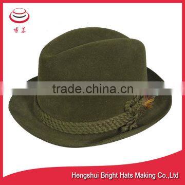 Antique Felt Fedora Gentleman Man Bowler Tyrolean Hat Pheasant Feather