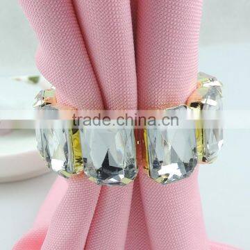 Wholesale Square Shape Crystal Acrylic Stones Wedding Napkin Ring photo-2