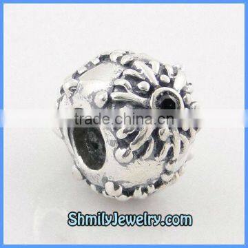 Wholesale 925 Sterling Silver CZ Pave Beads With Flower Pattern BCZ03