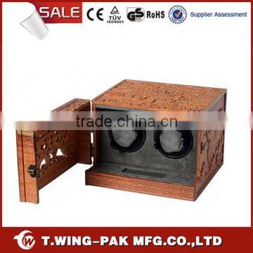 Solid wood, automatic watch winding box&case, luxury watch winder, for 2 watch display