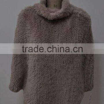 women fashion knitted real rabbit fur shawl LK16F101