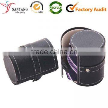 New design hot sale simple leather cylinder neck tie box