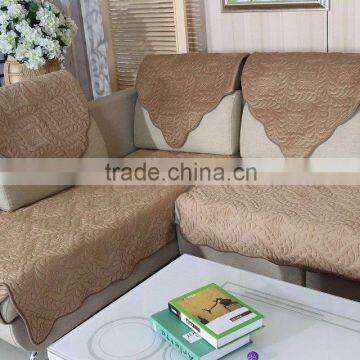 Short microfleece fabric embroidery sofa cover