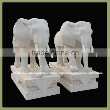 Garden Outdoor Life Size White Marble Elephant Sculpture