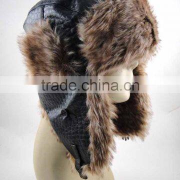 WLHMH071 100%Polyester black winter trapper trooper hats