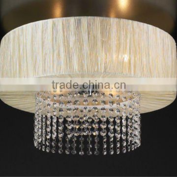 ceiling chandelier round with clear crystals for decoration and white fabric shade MC2092-A