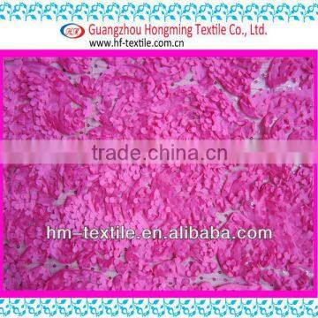 Rose color Coiling Embroidery with 2mm Sequins Mixed Embroidered Mesh for Banquet Garment Dresss Factory