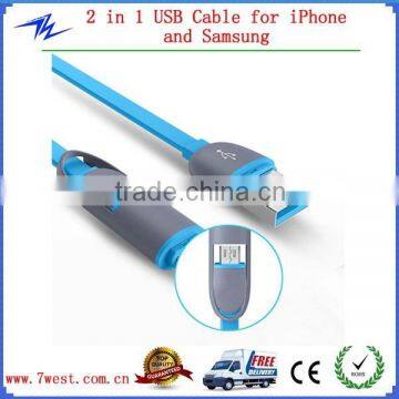 Multi-function 2 in 1 USB Data Cable for iPhone and Samsung