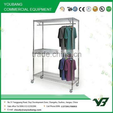 2015 hot sell NSF 3 layer chrome living room wire clothes shelf rack (YB-WS042)