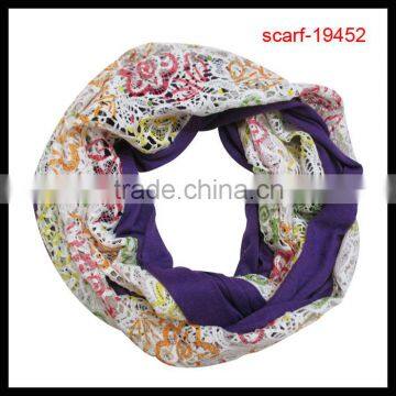 popular fashion lady floral lace infinity scarf wholesale