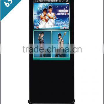 Multi tasking Advertising 65inch Video Player floor standing kiosk touch screen