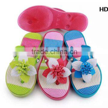 Cheap woman flip flop with flowers China pcu shoes