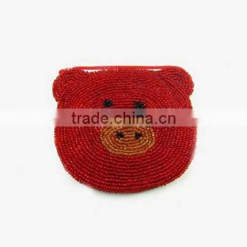 Hot selling fashion design Bead Embroidery Coin Purse Pig Design