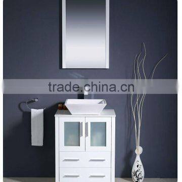 24" Modern White Solid Wood bathroom Vanity