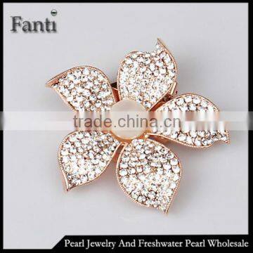Costume accessories brooch flower rhinestone pearl jewelry