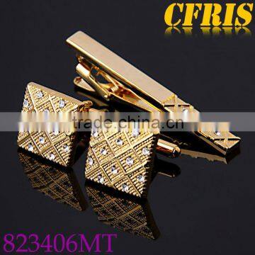 Shiny Diamond Men's Tie Clip and Cufflink