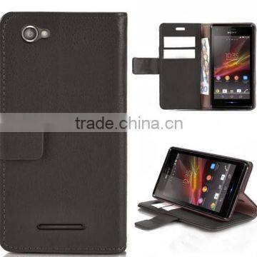 For sony xperia M c1905 black wallet leather case high quality factory's price