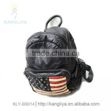 Vintage USA flag backpack, washed PU as United States flag, special accessories metal stars, nice America flag bags