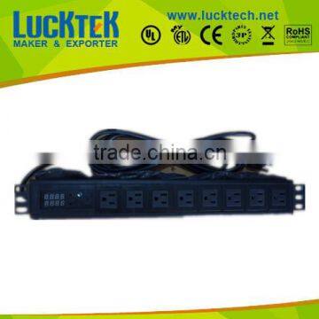 19" 1.5U 8 WAY AMERICA TYPE TEMPERATURE CONTROL PDU SOCKET