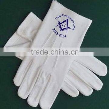 white cotton masonic gloves with Printed Masonic Lodge Logo