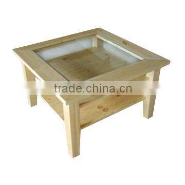 Solid wood with glass top tea table