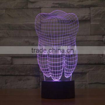 3D Optical Night Light Tooth 7 RGB Light Colors 10 LEDs AA Battery or DC 5V Mixed Lot photo-3