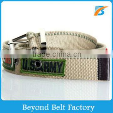 US Army Polyester Web Waist Belt with Stitched label and Metal Grommet