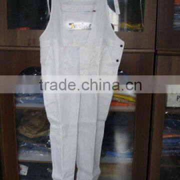 working white bib-pant,overall,uniform