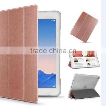 High quality transparent 3 folders shockproof slim leather cover for iPad pro 12.9inch