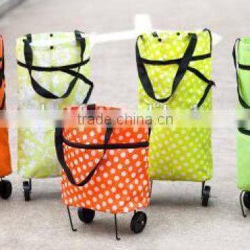 Foldable shopping trolley bag with wheel