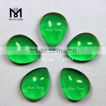 Wuzhou Hotsale Cabochon Pear Shape Emerald Green Glass Gems