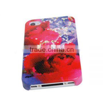 Rose water transfer printing cell phone case for apple iphone 4