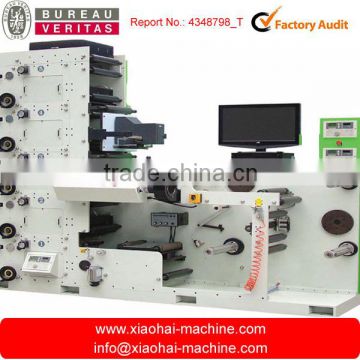 Flexographic printing machine for printing adhesive labels