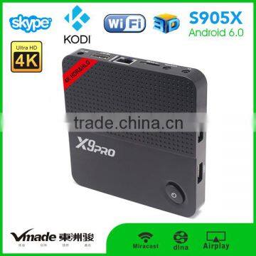 X9pro tv box android 6.0 marshmallow tv box amlogic s905x