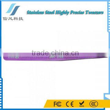 BST-10C Stainless Steel Highly Precision Tweezers Pro Tool Tweezers Purple