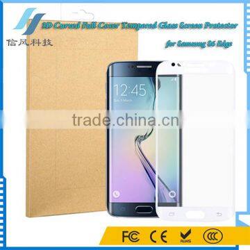 White 3D Curved Full Cover Tempered Glass Screen Protector for Samsung S6 Edge photo-3