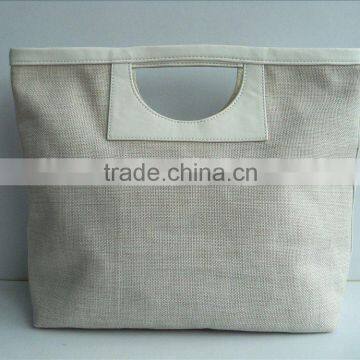 Latest fashion natural linen fabric women tote bag