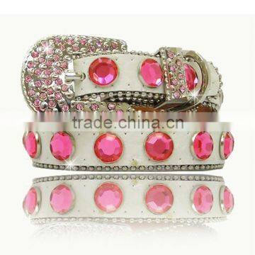 Western Leather Cat Collar Strap Dog Pink Crystal Studded Adjustable Buckle Rhinestone Pet Collars