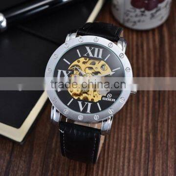 latest big roman number dial men watches automatic mechanical skeleton clock