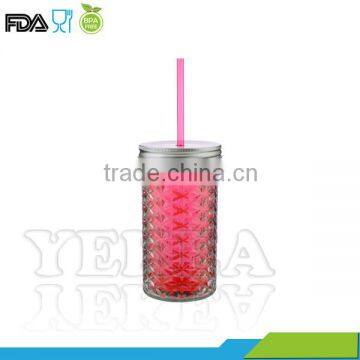 16OZ Pineapple Shape Double Wall Plastic Mason Jar Tumbler With Tin Lid photo-3