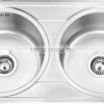 Yacht,Boat,Train and Public Mobile Toilet Used Stainless Steel Double Bowl Round Shape Washing Basin Kitchen Sink GR-Y605