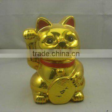 Ceramic eletroplated gold Maneki Neko