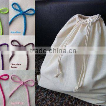 3.25 x 5 Muslin Bag With Yellow Double Drawstring photo-2