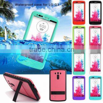 For LG G3 Waterproof Case, Slim Durable Shockproof Dirt Snow Case Cover with Kickstand for LG G3