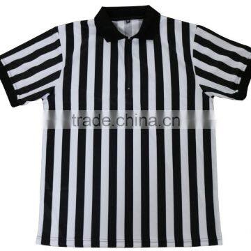 sublimated referee shirt/customized referee shirt with zip front/black white stripe referee shirt