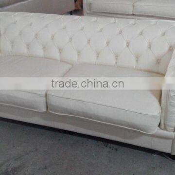 Cream Leather Chesterfield Sofa