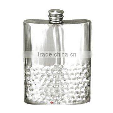 high quality Half Hammered Stainless Steel Hip Flask , festival gift Whiskey flask, Plain Polished Half Hammered