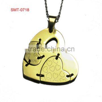 Wholesale Titanium Steel Necklace Jewelry Gold Plated Heart Pendant For Lovers