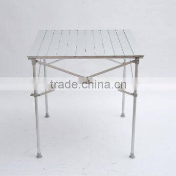 Outsunny Roll Up Top Aluminum Camp Portable Camping Picnic Table w/ Carrying Bag - 28" x 28" - Silve